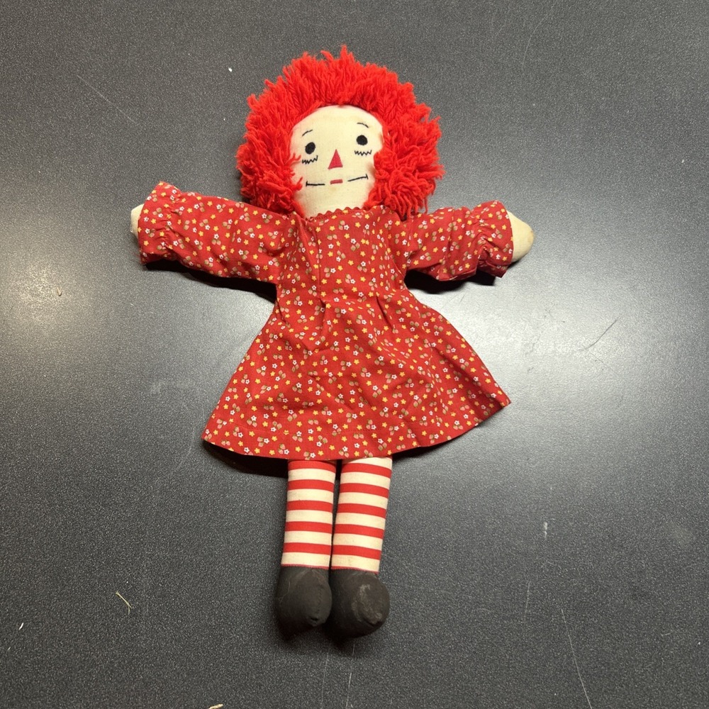 Vintage 18" Raggedy Ann Doll with Flower Pattern Dress